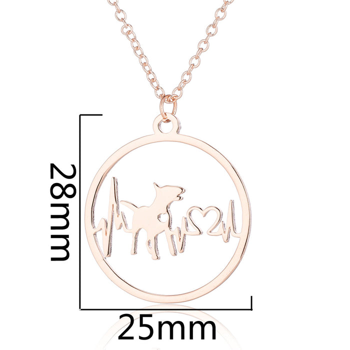 Dog necklace geometric round heartbeat series clavicle chain, niche design cross-border jewelry wholesale