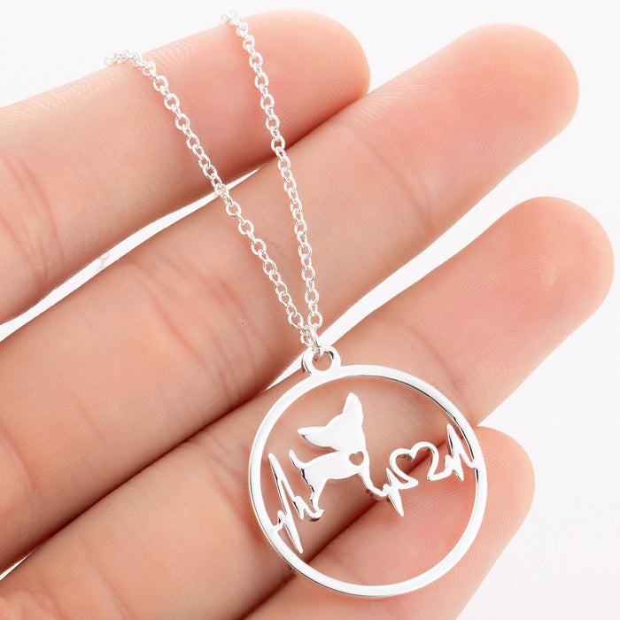 Dog necklace geometric round heartbeat series clavicle chain, niche design cross-border jewelry wholesale