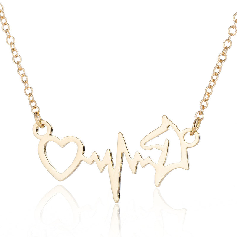 Love electrogram necklace, European and American necklace Mother's Day small animal wolf bear paw clavicle chain fashion wholesale - wallojewerly 