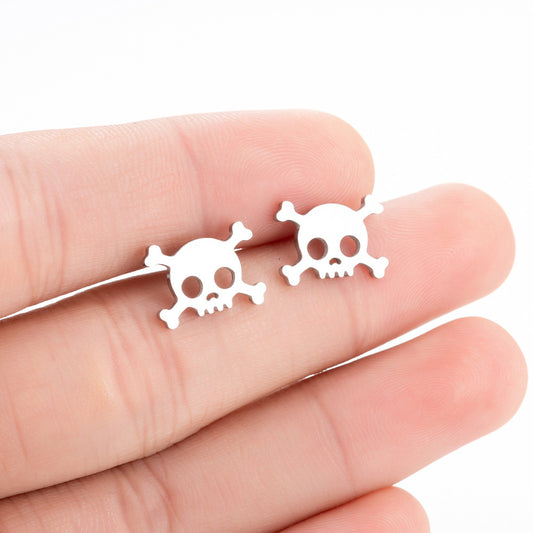 Pendientes de acero inoxidable con forma de calavera: joyas de Halloween atrevidas y elegantes