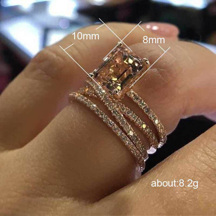 14k rose gold plated diamond square ring