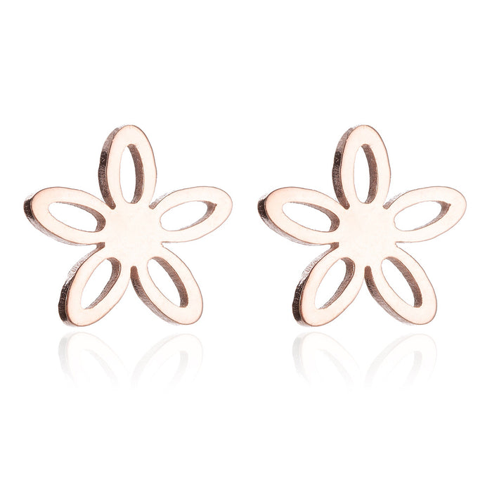 Pendientes de acero inoxidable con forma de flor hueca: joyas florales bonitas y elegantes