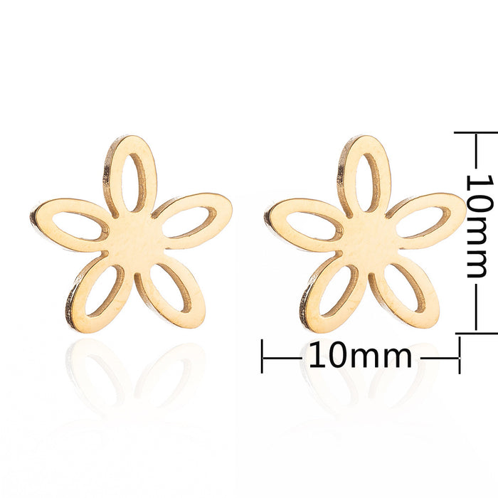 Pendientes de acero inoxidable con forma de flor hueca: joyas florales bonitas y elegantes