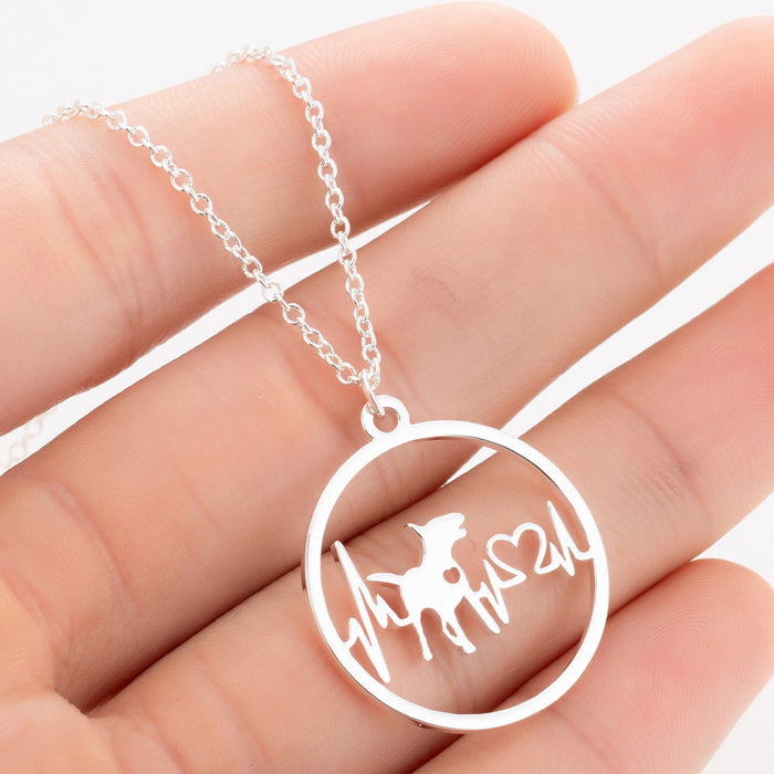 Dog necklace geometric round heartbeat series clavicle chain, niche design cross-border jewelry wholesale