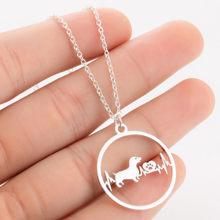 Dog necklace geometric round heartbeat series clavicle chain, niche design cross-border jewelry wholesale