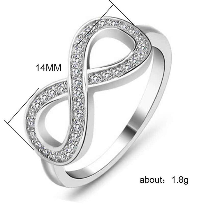 Anillo sencillo con forma de 8 de infinito, anillo de diamantes con personalidad, anillo europeo y americano