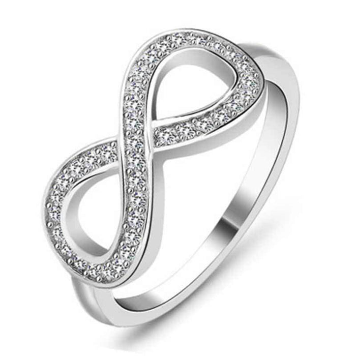 Anillo sencillo con forma de 8 de infinito, anillo de diamantes con personalidad, anillo europeo y americano