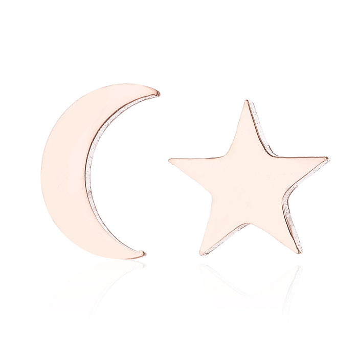 Pendientes asimétricos de acero inoxidable con forma de estrella y luna: joyas divertidas y elegantes