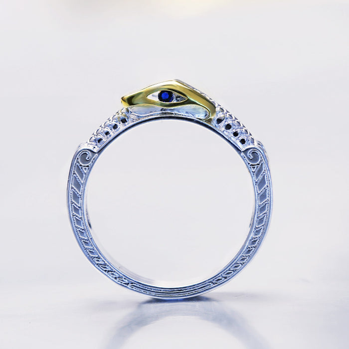 White gold plated zircon hollow heart ring