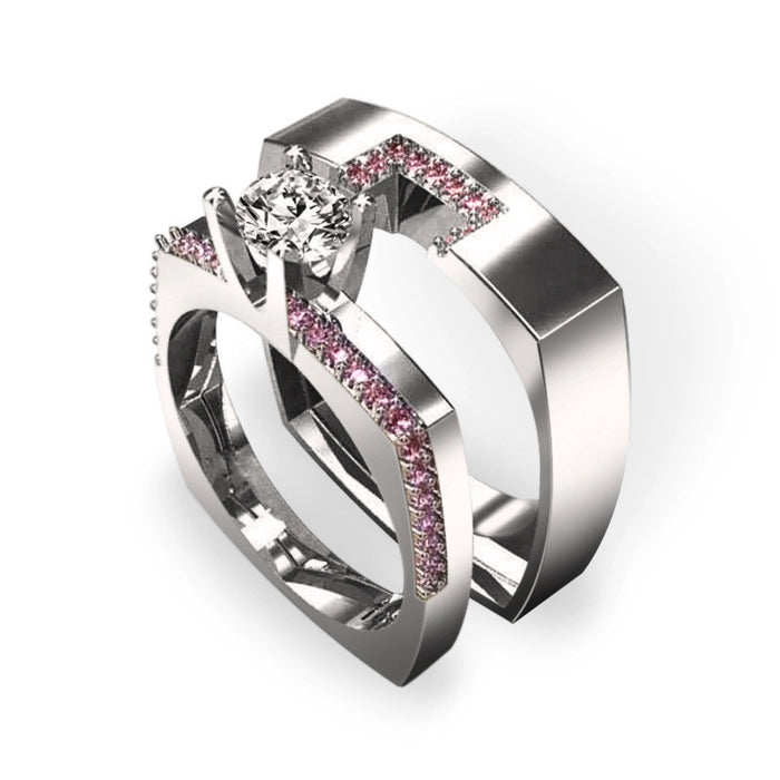 Gold-plated ring with colored zircon stars