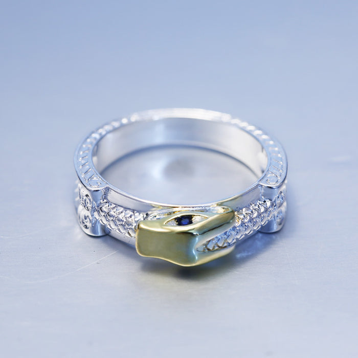 White gold plated zircon hollow heart ring