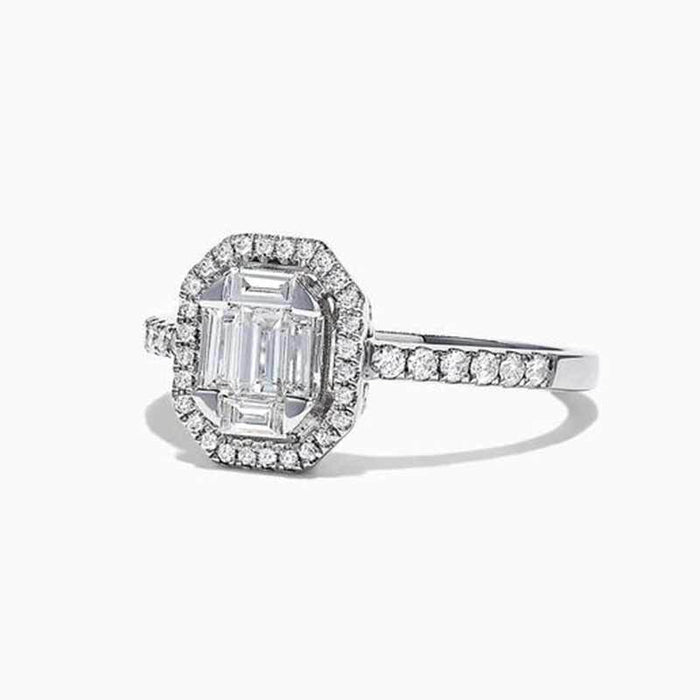 Gold-plated hollow zircon geometric women's ring