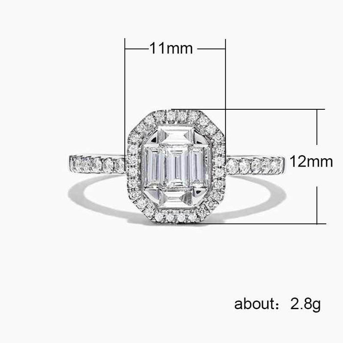 Gold-plated hollow zircon geometric women's ring