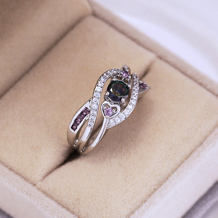 Heart-shaped amethyst ring colored zircon ring bracelet