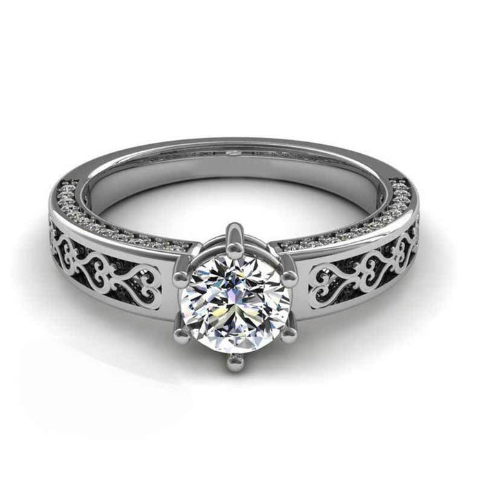 Gold-plated zircon and diamond double-layer ring