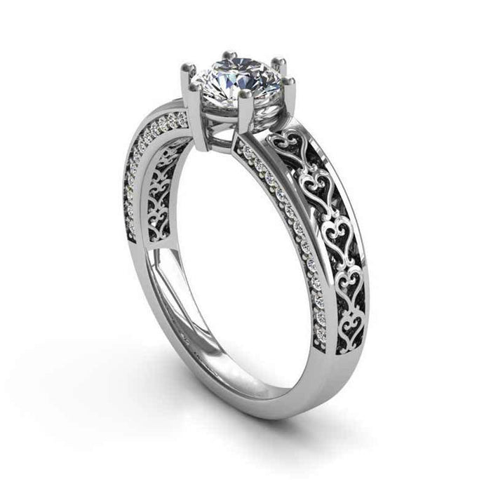 Gold-plated zircon and diamond double-layer ring