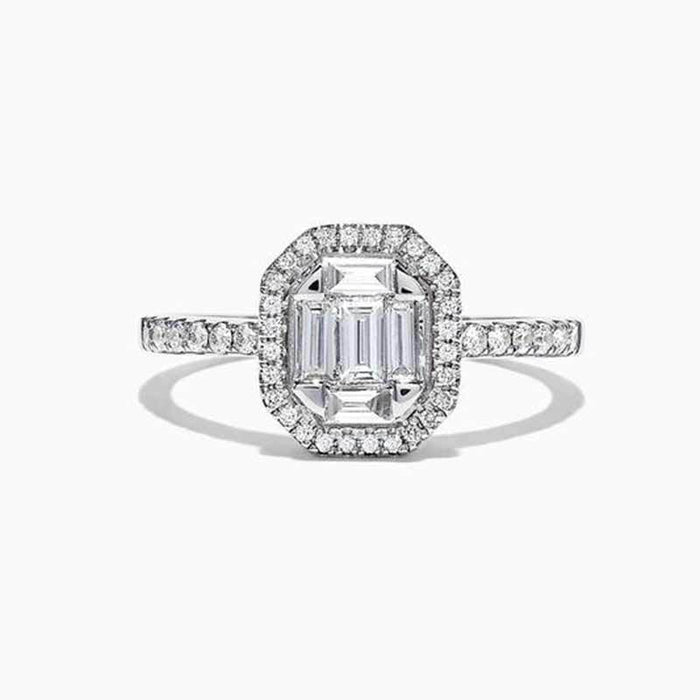 Gold-plated hollow zircon geometric women's ring