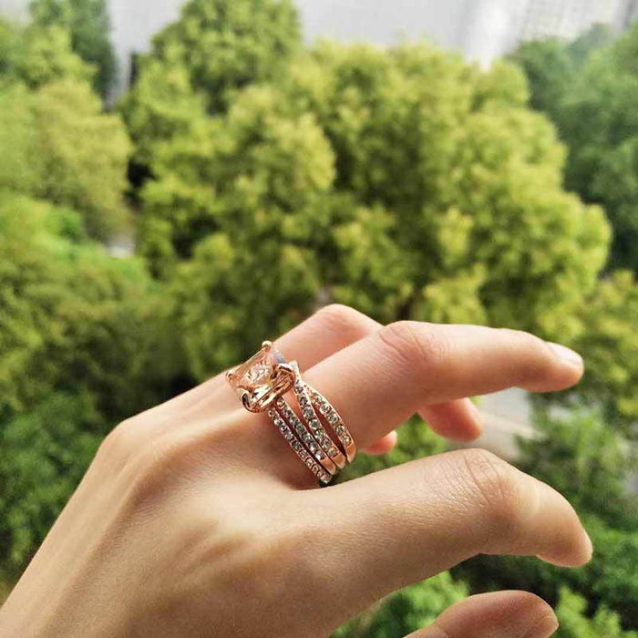 14k rose gold plated diamond square ring