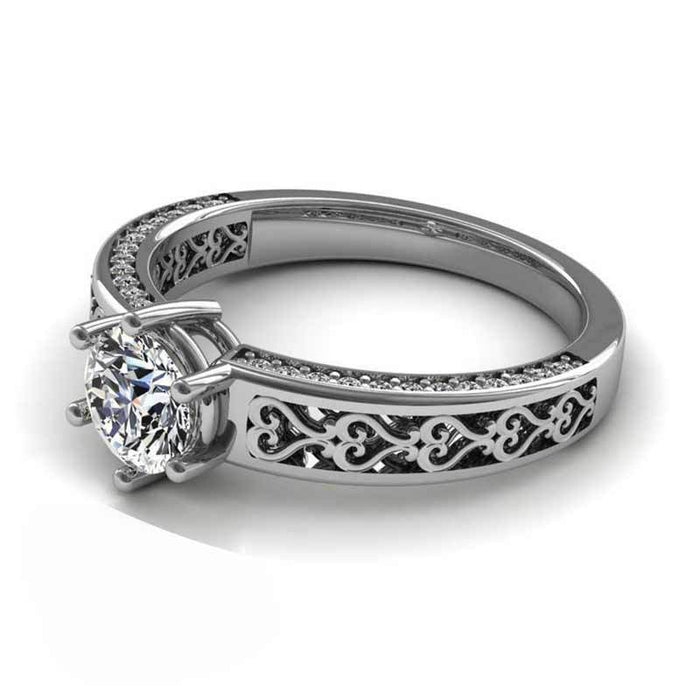 Gold-plated zircon and diamond double-layer ring