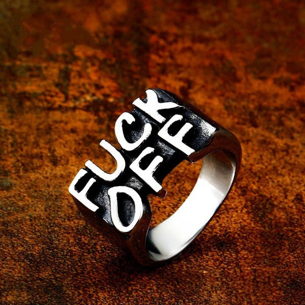 punk style ring english letter ring