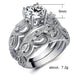 Hollow heart openwork ring couple combination ring set - wallojewerly 