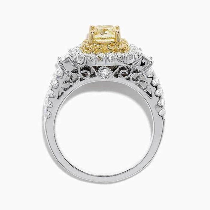 Gold-plated flower ring with colored zircon