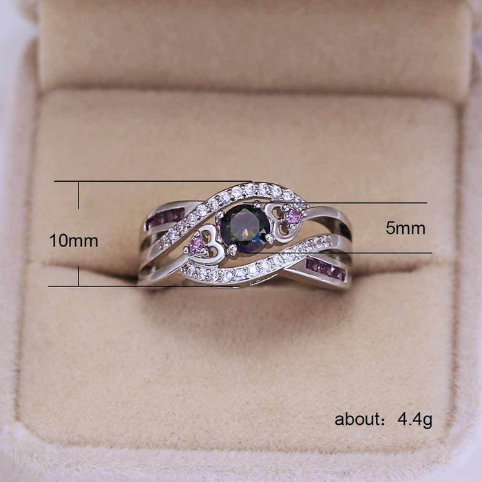 Heart-shaped amethyst ring colored zircon ring bracelet