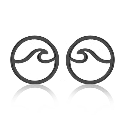 Geometric hollow round earrings, summer new fashion stainless steel European and American style simple earrings spot wholesale