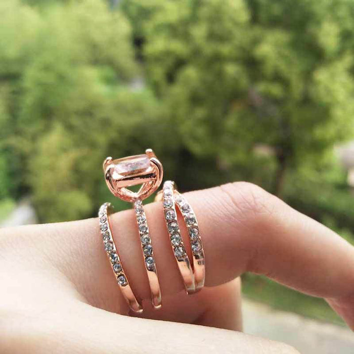 14k rose gold plated diamond square ring