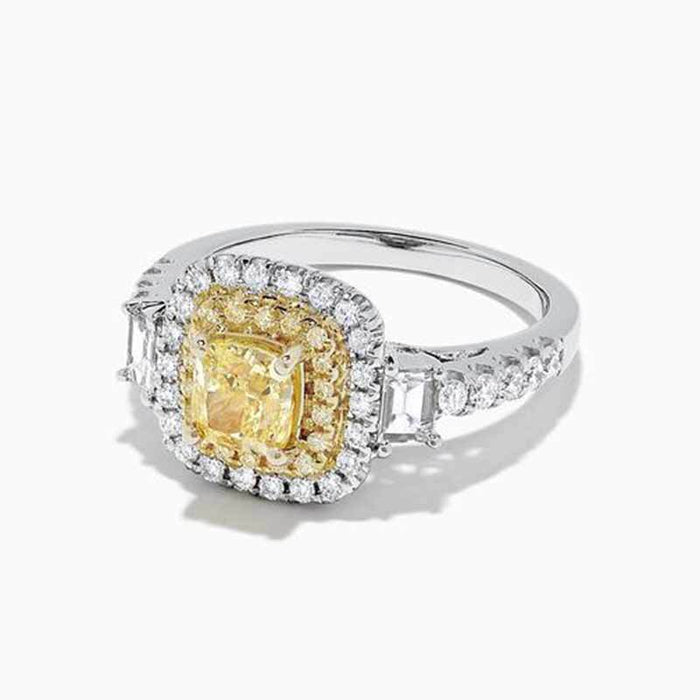 Gold-plated flower ring with colored zircon