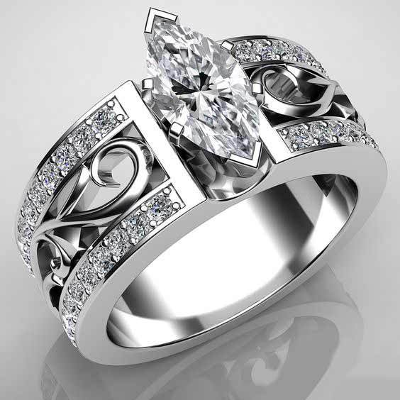 Hollow flower diamond ring European and American engagement gift