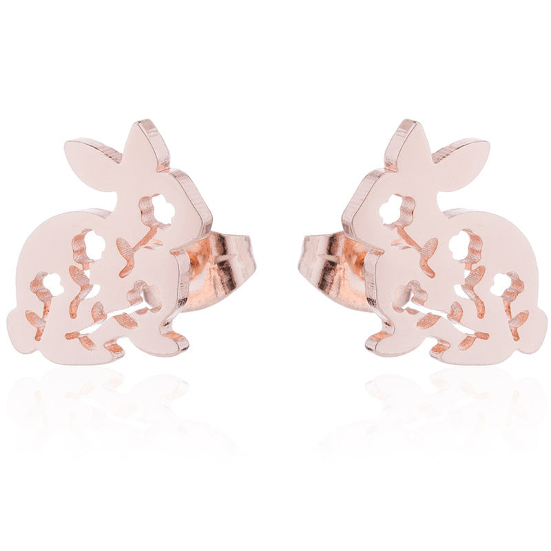 Mini rabbit earrings, new style sweet cute simple hollow earrings Korean fashion earrings wholesale