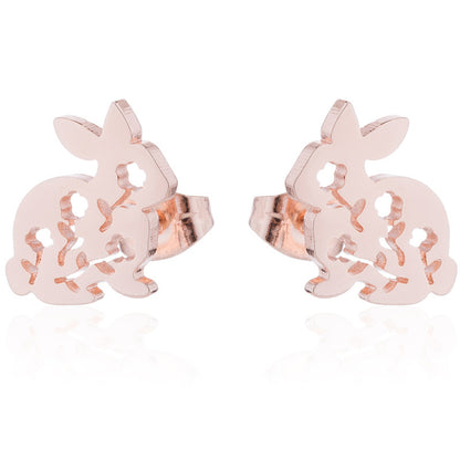 Mini rabbit earrings, new style sweet cute simple hollow earrings Korean fashion earrings wholesale