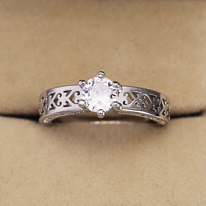 Gold-plated zircon and diamond double-layer ring