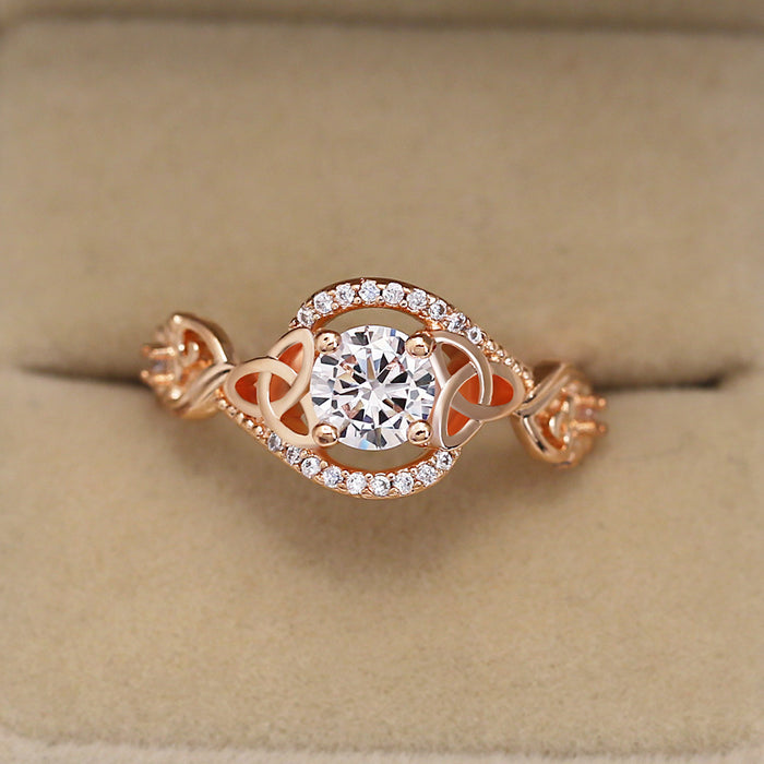 White gold plated oval zircon double ring