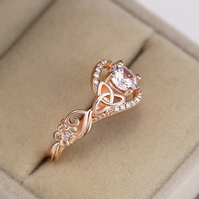 White gold plated oval zircon double ring