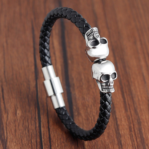 Bracelet Titanium Steel Stainless Steel Men's Bracelet Leather Bracelet - wallojewerly 