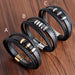 Bracelet Stainless Steel Leather Woven