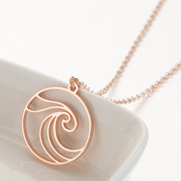 Beach Wave Pendant Necklace, 2024 Summer Geometric Round Clavicle Chain Amazon Accessories