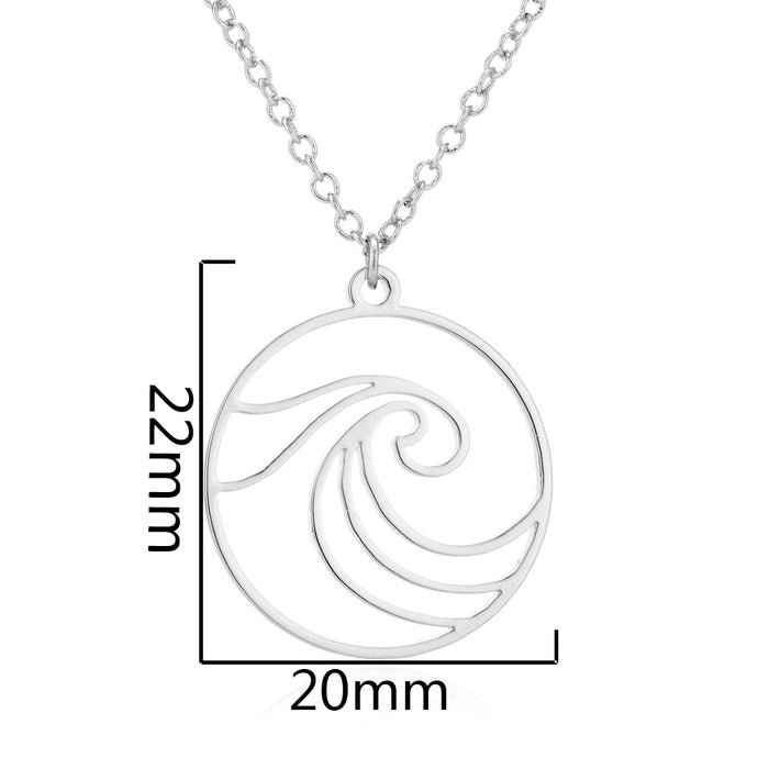 Beach Wave Pendant Necklace, 2024 Summer Geometric Round Clavicle Chain Amazon Accessories