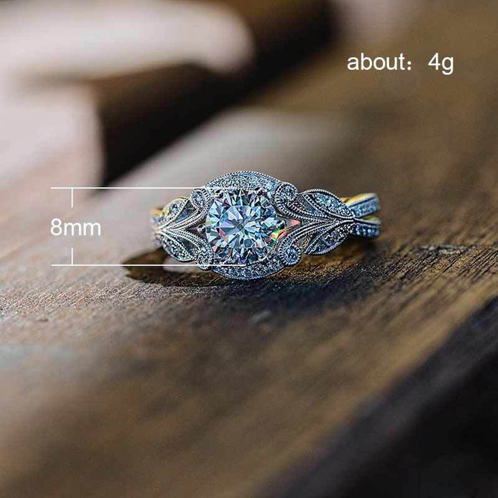 White gold plated zircon full diamond open ring