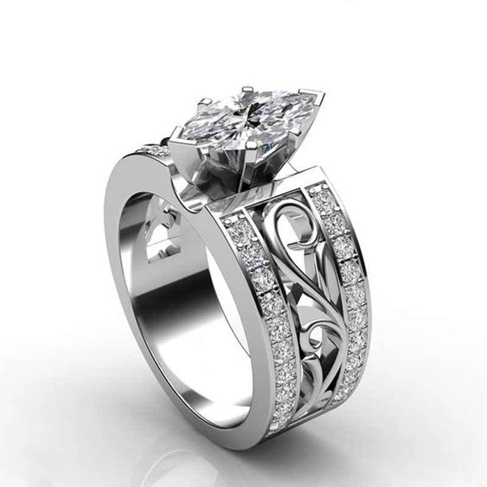 Hollow flower diamond ring European and American engagement gift