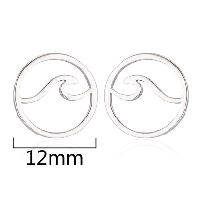 Geometric hollow round earrings, summer new fashion stainless steel European and American style simple earrings spot wholesale