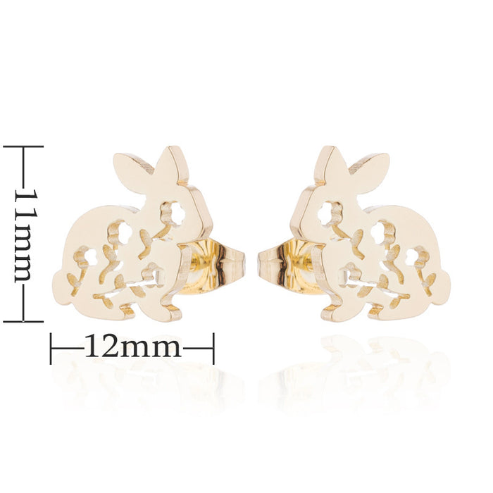 Mini pendientes de conejo, nuevos pendientes huecos simples y lindos de estilo dulce, pendientes de moda coreana al por mayor