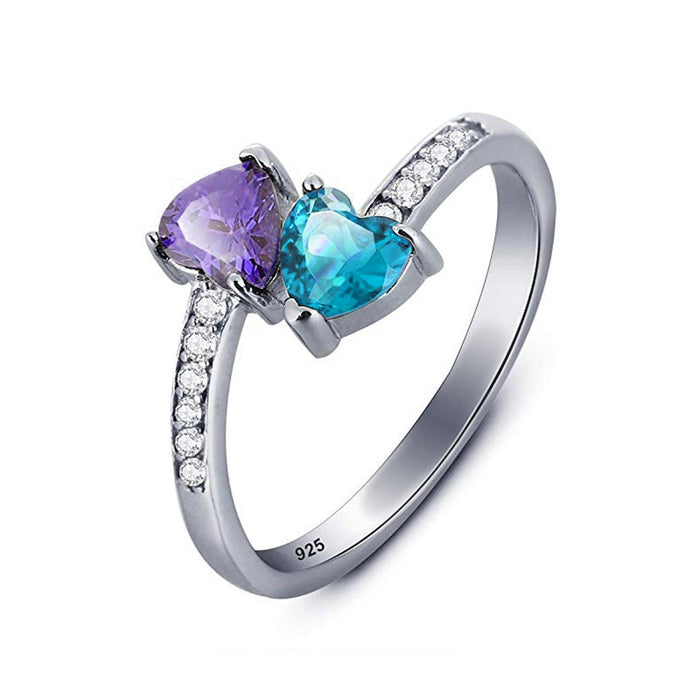 Gold-plated hollow zircon heart-shaped ring