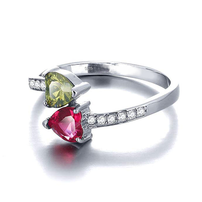 Gold-plated hollow zircon heart-shaped ring