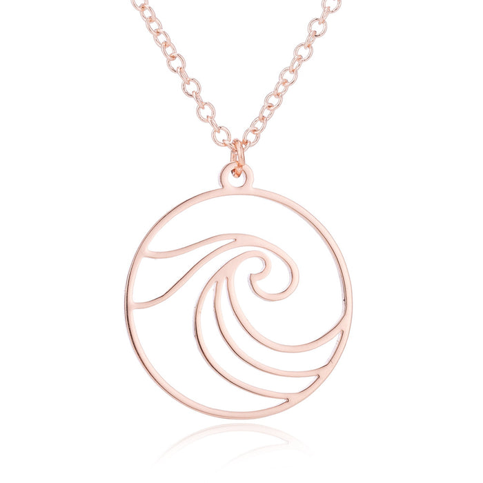 Beach Wave Pendant Necklace, 2024 Summer Geometric Round Clavicle Chain Amazon Accessories