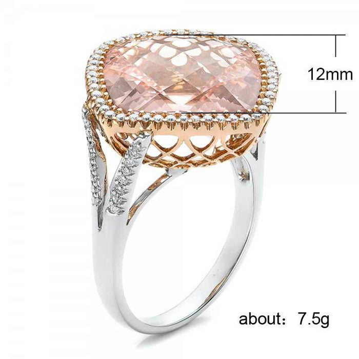 White gold plated diamond heart-shaped ring