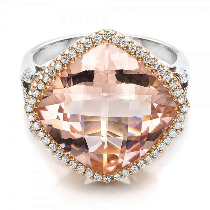 White gold plated diamond heart-shaped ring