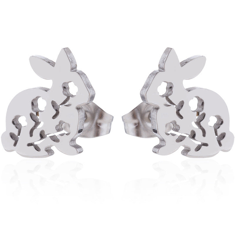 Mini rabbit earrings, new style sweet cute simple hollow earrings Korean fashion earrings wholesale